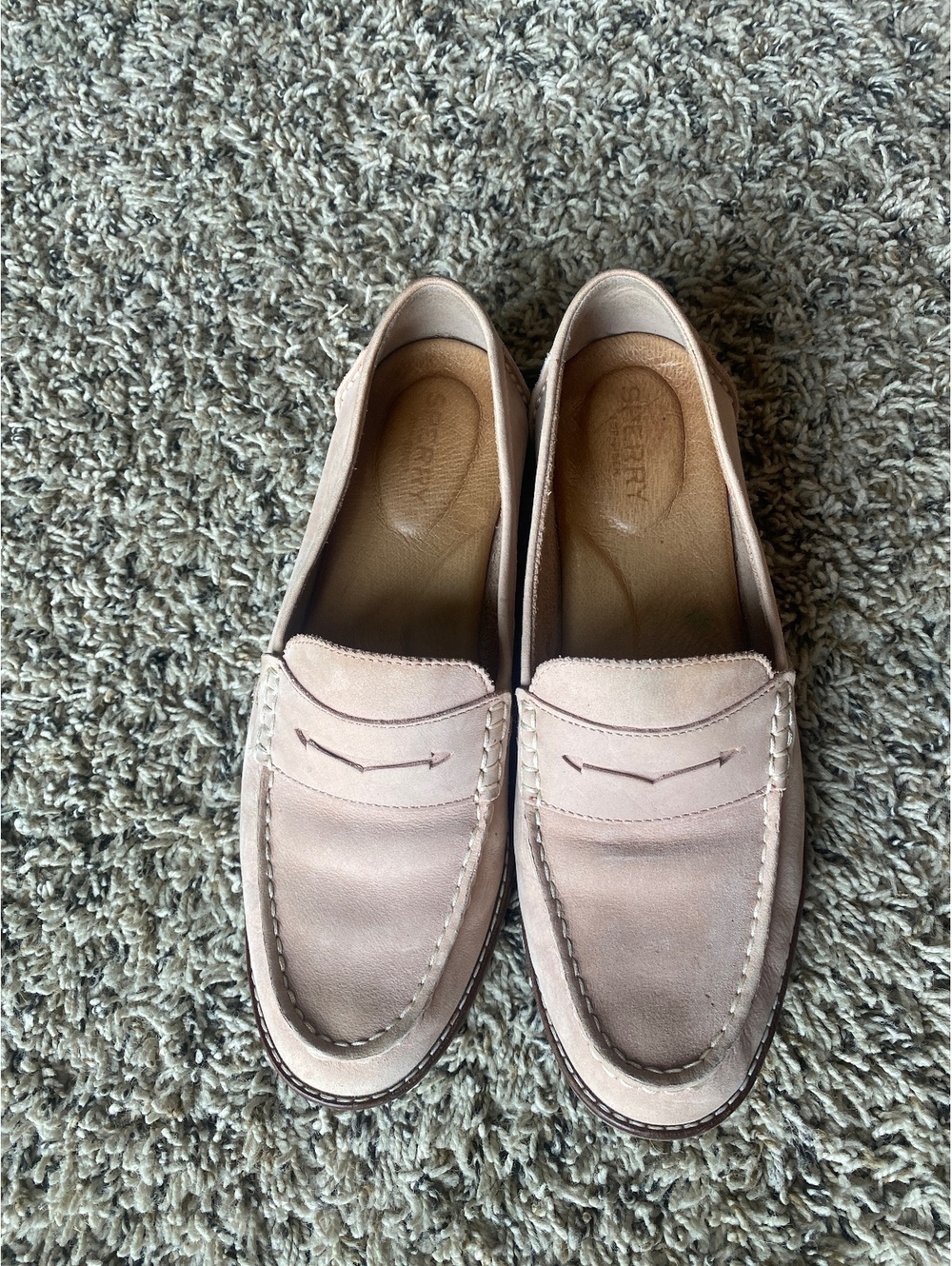 Sperry Suede Leather Light Pink Penny Loafers